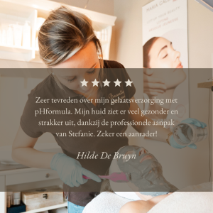 Tevreden klant over huidverbetering met pH Formula bij Beautique Beauty & Skin Clinic in Ophasselt, regio Ninove, Geraardsbergen, Zottegem, Herzele en Brakel.