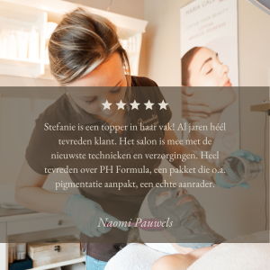Klantreview over PH Formula en de nieuwste technieken bij Beautique Beauty & Skin Clinic in Ophasselt, regio Ninove, Geraardsbergen, Zottegem, Herzele en Brakel.